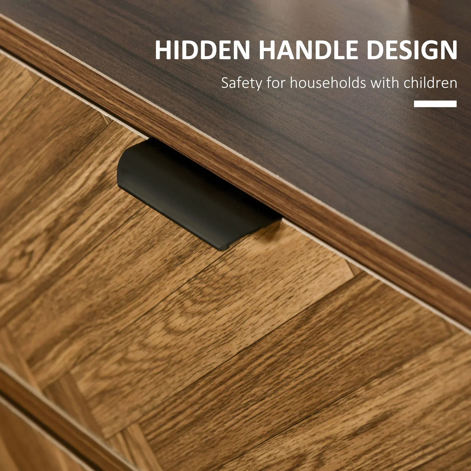 Bedside Table with Two Drawers, Side Cabinet Storage Unit with Metal Handles, Organisation Furniture for Living Room, Bedroom, Walnut Brown - Bobobiy