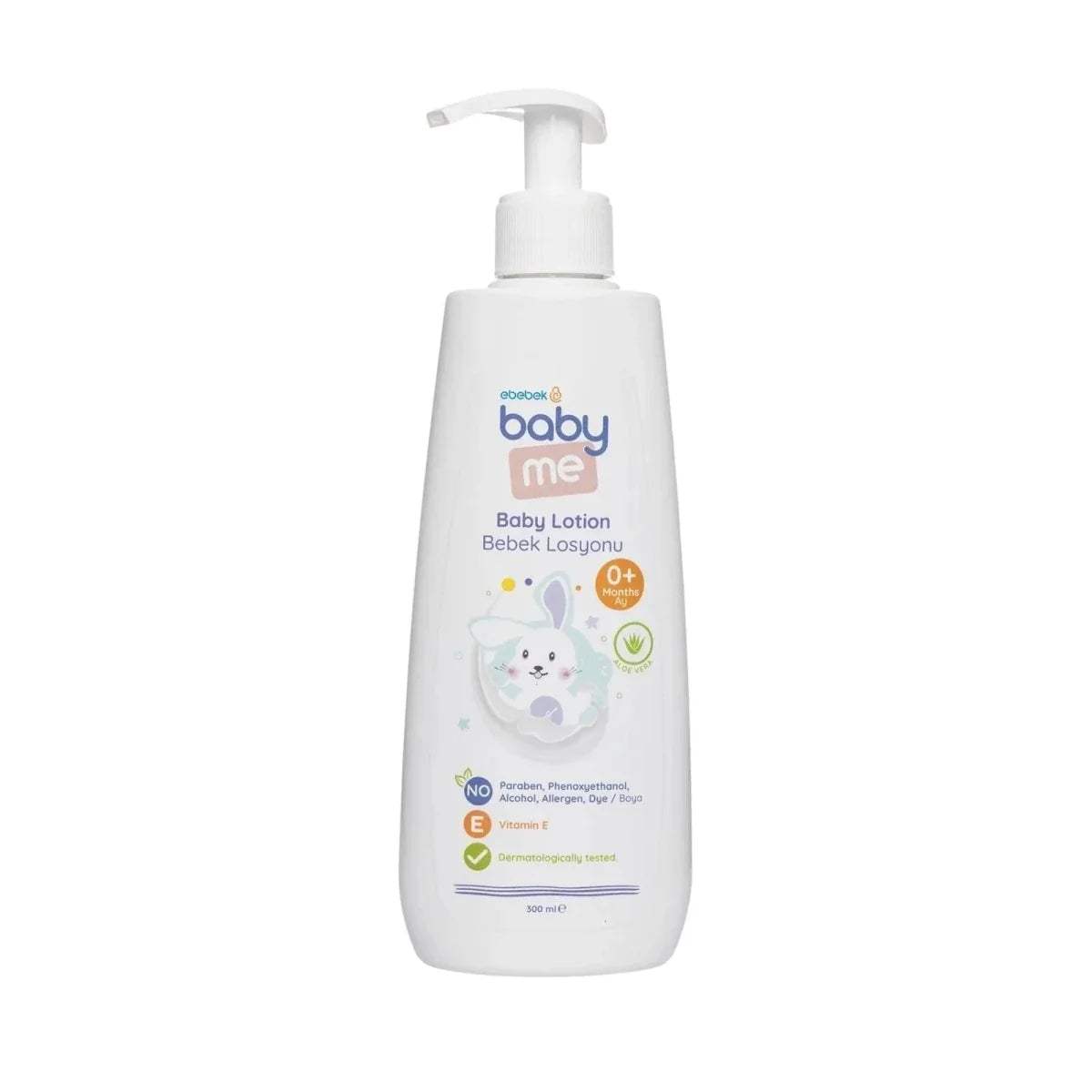baby me Baby Lotion pump bottle, white with bunny label, 300 ml