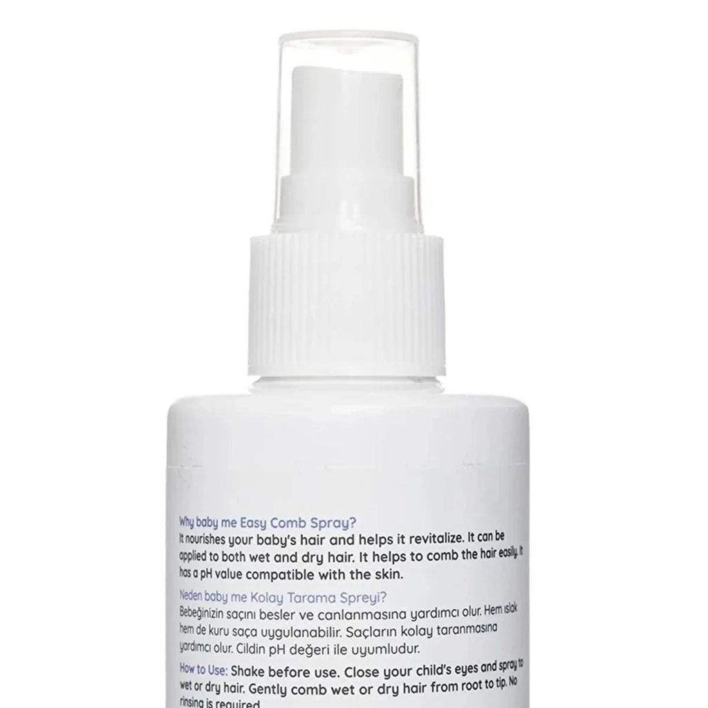 baby me Easy Hair Comb Spray pump bottle with ingredient/instructions panel, 200 ml