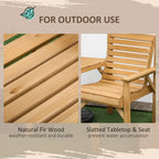 Natural fir wood slatted garden chair seat and backrest close-up