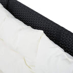 Black woven rattan arm and white seat cushion, corner sofa set detail
