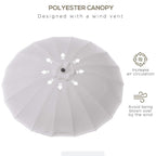 Light grey polyester parasol canopy with center vent and radial panels