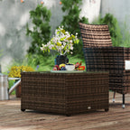 Outsunny 62 x 62cm Glass Top Rattan Side Table Brown