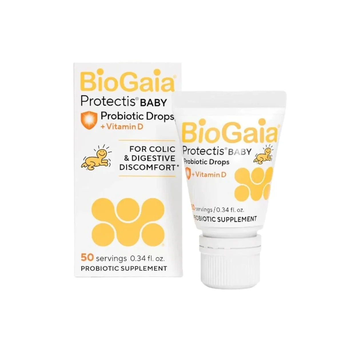 BioGaia Protectis Baby probiotic drops tube and pouch packaging, Vitamin D, 10 ml