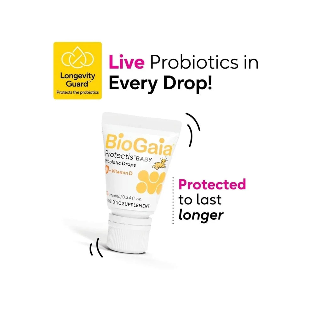 BioGaia Protectis Baby probiotic drops squeeze tube with protected to last longer
