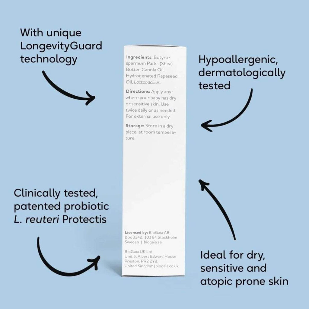 Ointment carton with ingredient and testing info panel
