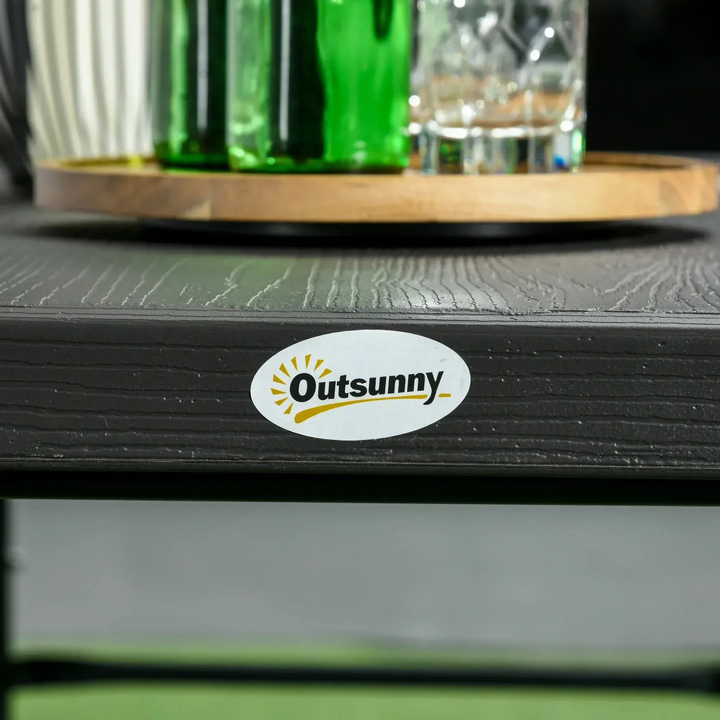 Folding Picnic Table with 2 Benches, 3-Piece Portable Garden Furniture Set for 4, Dining Table Set with Plastic Top, Steel Frame, Dark Grey - Bobobiy