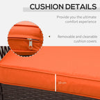 Orange outdoor chair cushion with removable cover and zipper detail