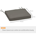 Dark grey square seat cushion with ties, 45 x 45 cm and 5 cm thickness