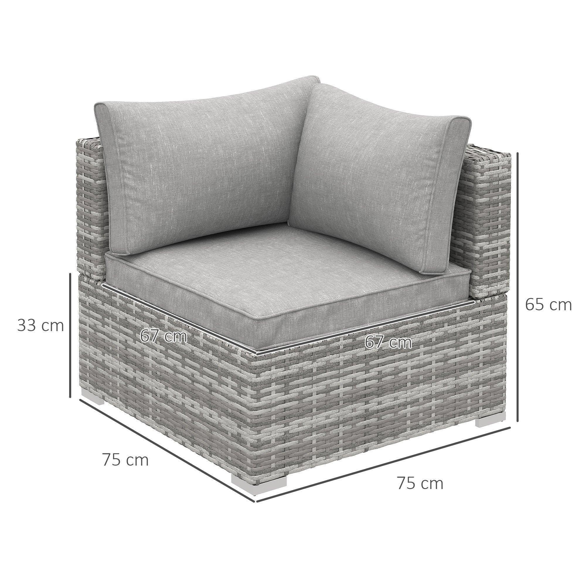 Outdoor PE Rattan Corner Sofa, Garden Wicker Furniture Single Sofa Chair w/ Cushions, Light Grey - Bobobiy
