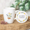 Ceramic mug and round coaster set with wildflower bouquet and “If Grandmas…” quote
