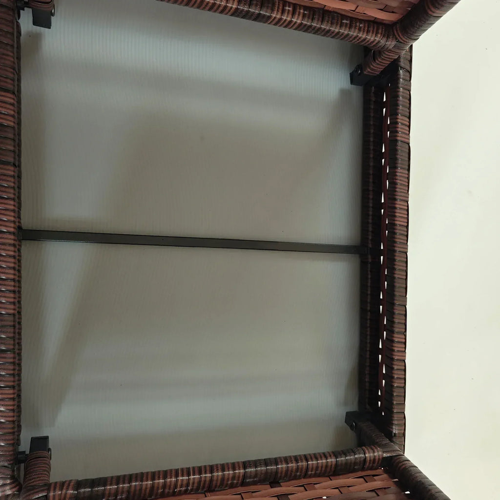 Foldable Outdoor Side Table, Rattan Garden Coffee Table with Steel Frame, Space Saving Bistro Garden Furniture for Patio, Balcony, 60 x 41 x 41 cm, Brown - Bobobiy