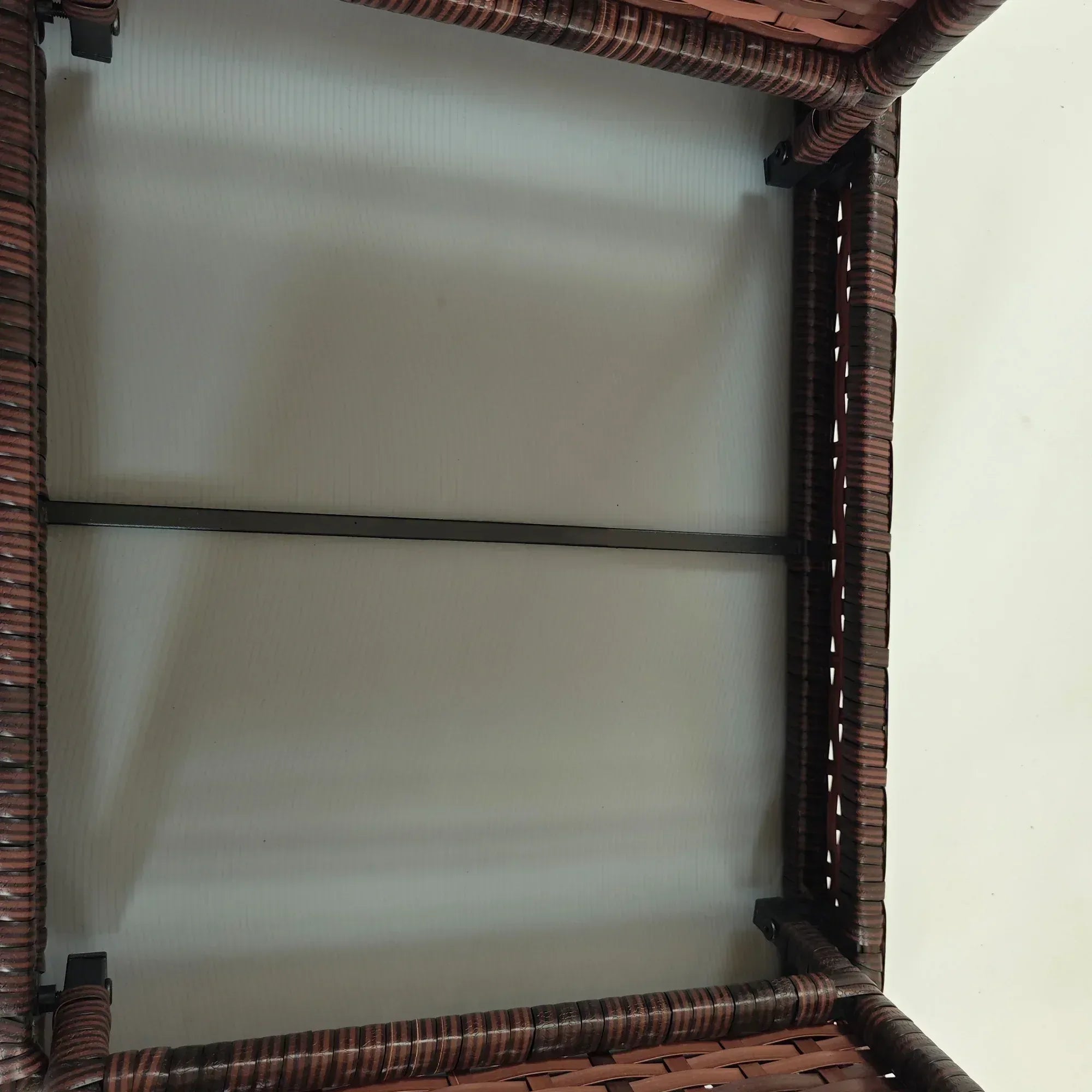 Foldable Outdoor Side Table, Rattan Garden Coffee Table with Steel Frame, Space Saving Bistro Garden Furniture for Patio, Balcony, 60 x 41 x 41 cm, Brown - Bobobiy