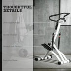 Stair stepper details: anti-slip handle, bottle holder, wide pedals, and non-slip base.