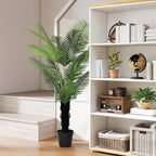 Homcom 175cm Artificial Areca Palm Tree with 16 PE Leaves, Decorative Artificial Plant with Plastic Pot and Flocked Soil