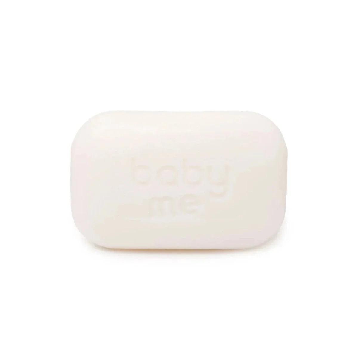 White rectangular baby soap bar with embossed logo