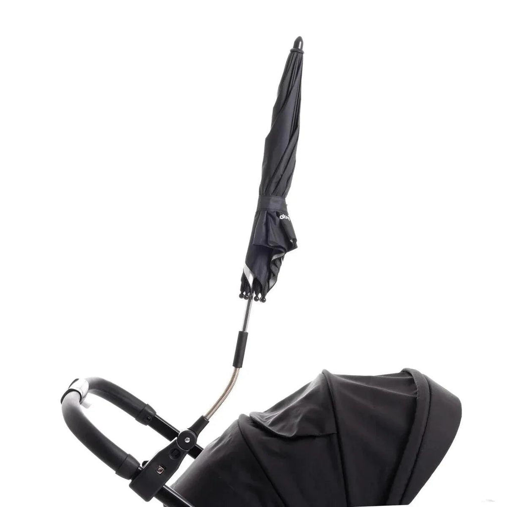 Black folded stroller canopy and parasol umbrella with fabric cover
