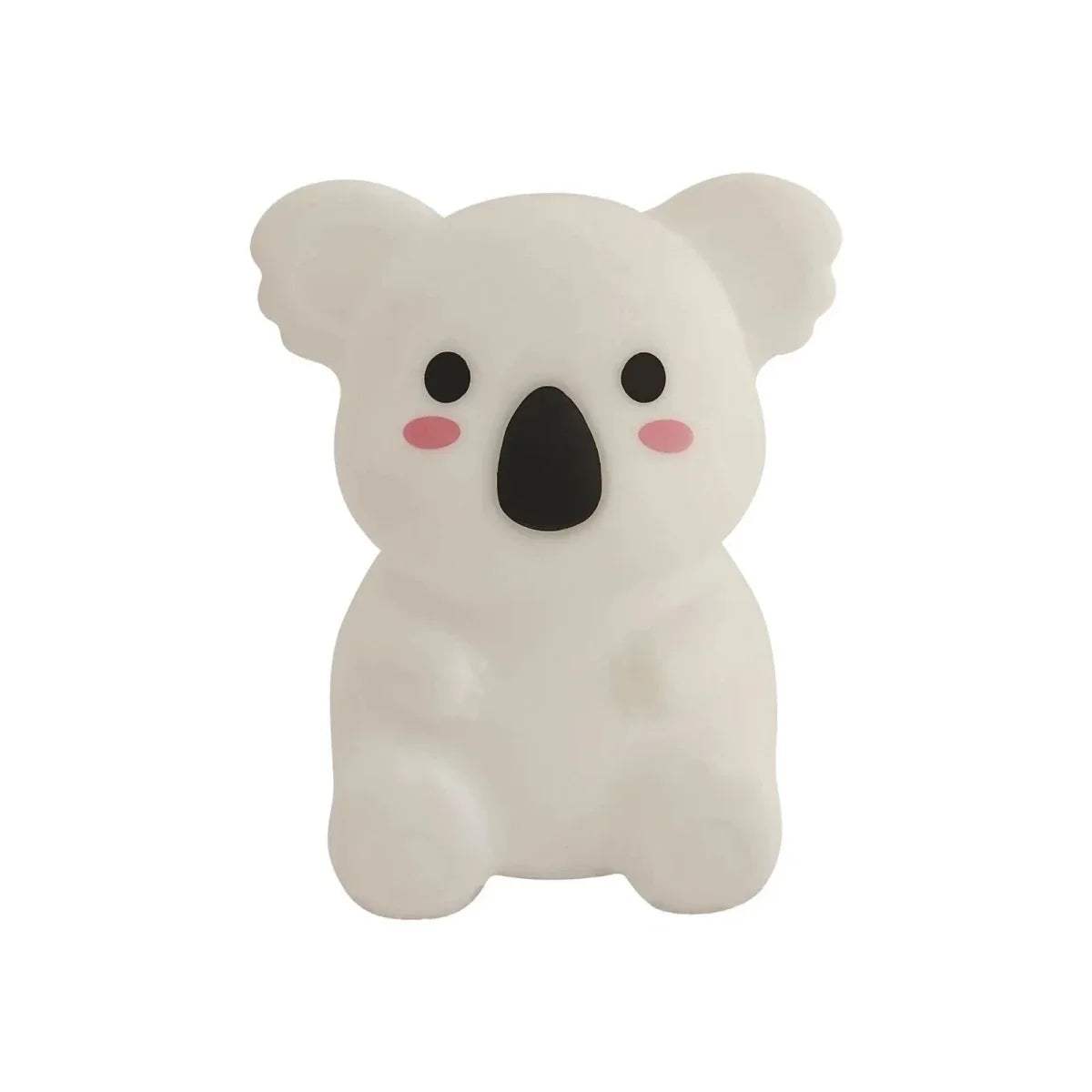 Koala-shaped silicone night light, white bear figure with black nose and pink cheeks
