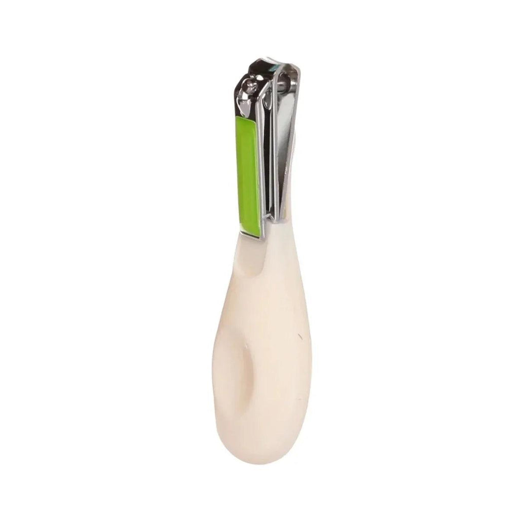 Baby nail clipper with lime green grip and stainless steel blades