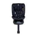 Black baby car seat with padded headrest, harness straps, and 360 rotating base
