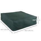 Green waterproof patio furniture cover with stitched seams and square corner edges.