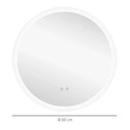 Round LED bathroom mirror with white light ring, 60 cm diameter