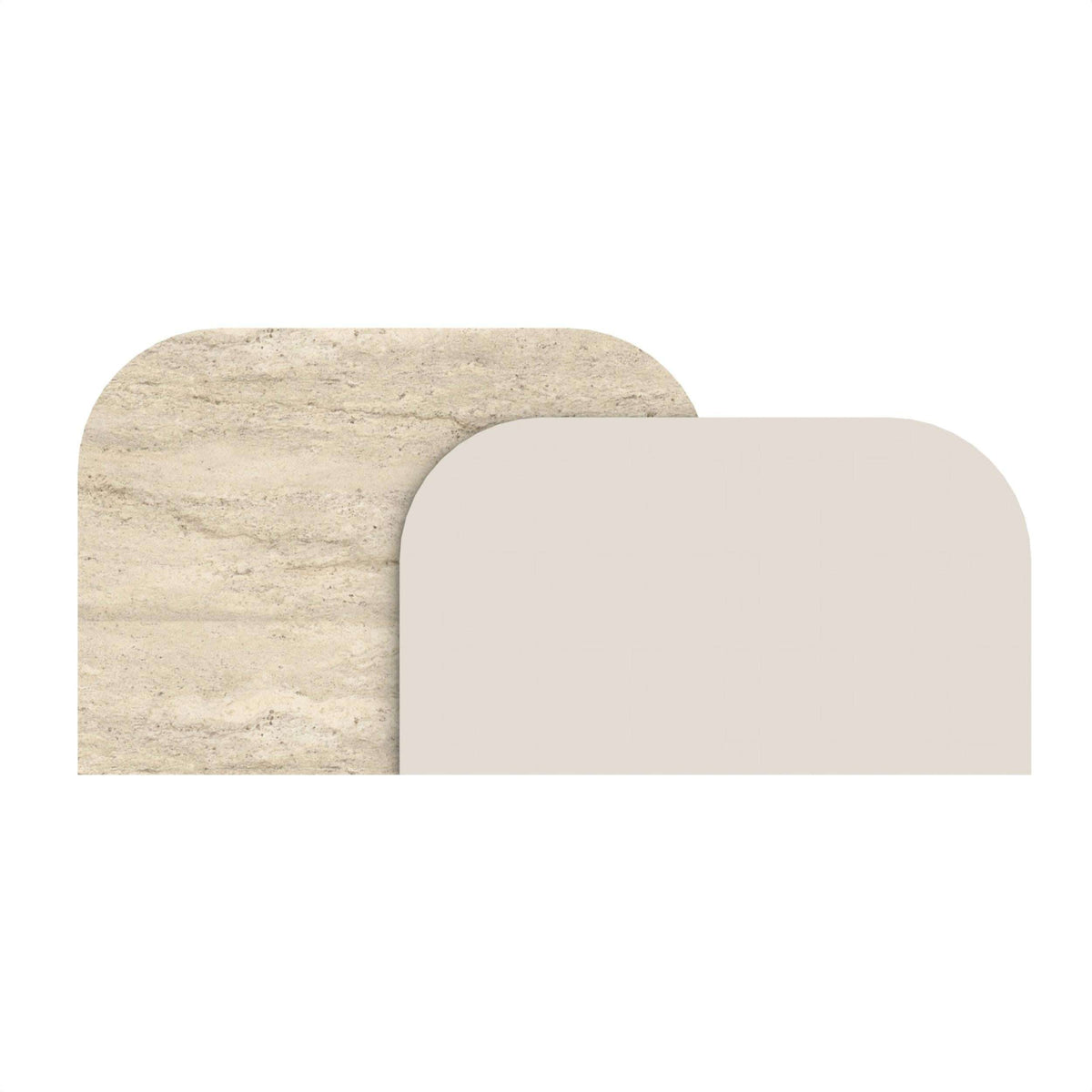 Beige rounded wall headboard panel, curved arch silhouette, stone texture-look