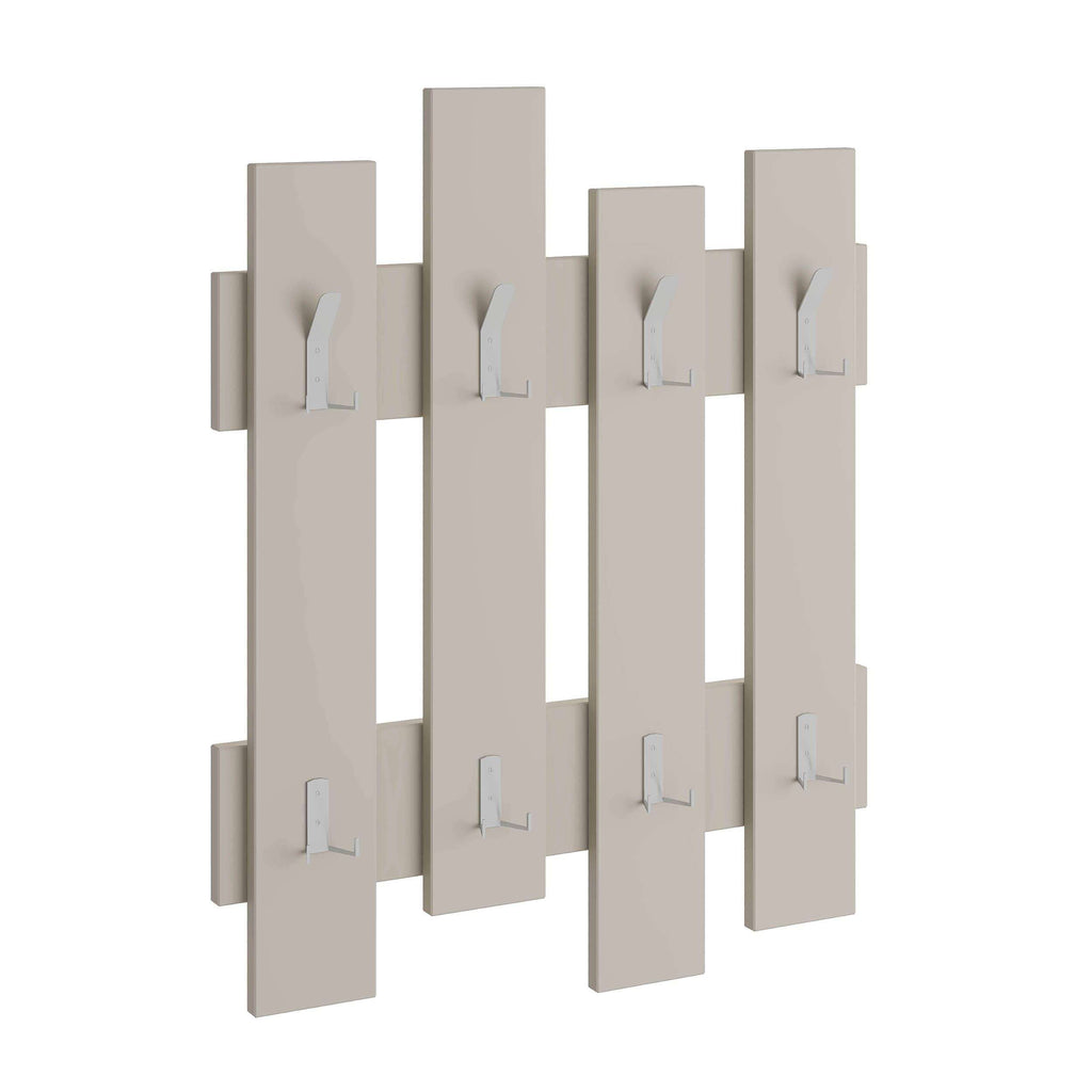 Sandstone wave coat rack panel with multiple hooks and clips