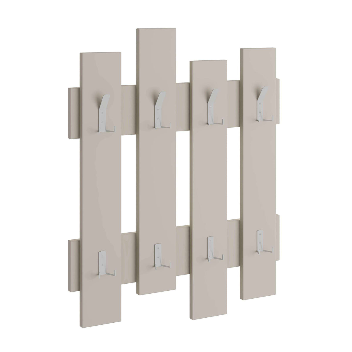Sandstone wave coat rack panel with multiple hooks and clips