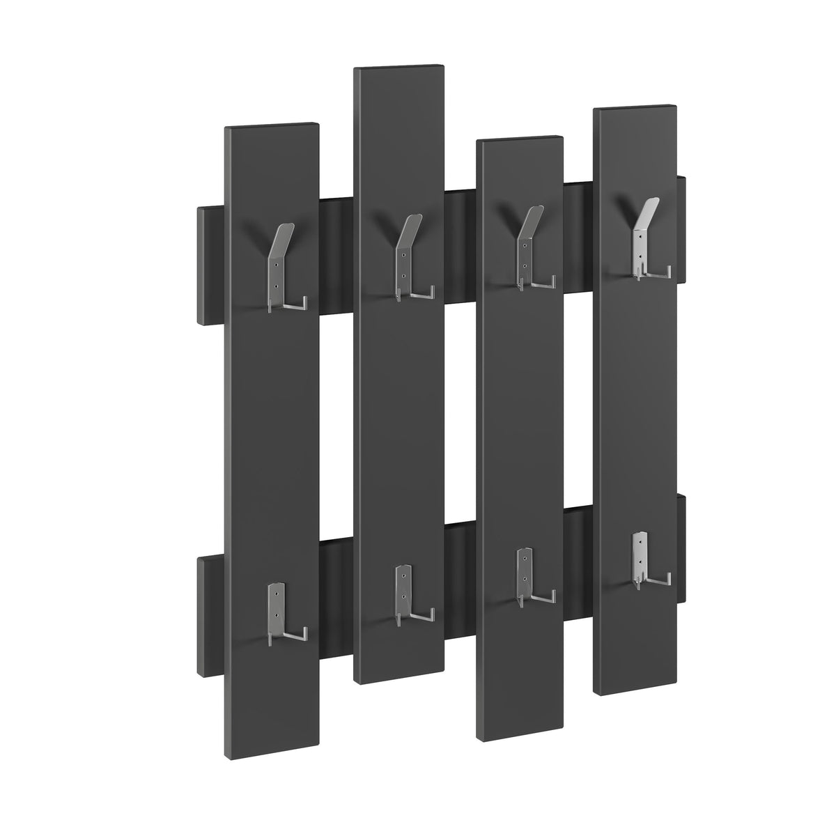 Anthracite/black wave wall coat rack with multiple L-shaped hooks