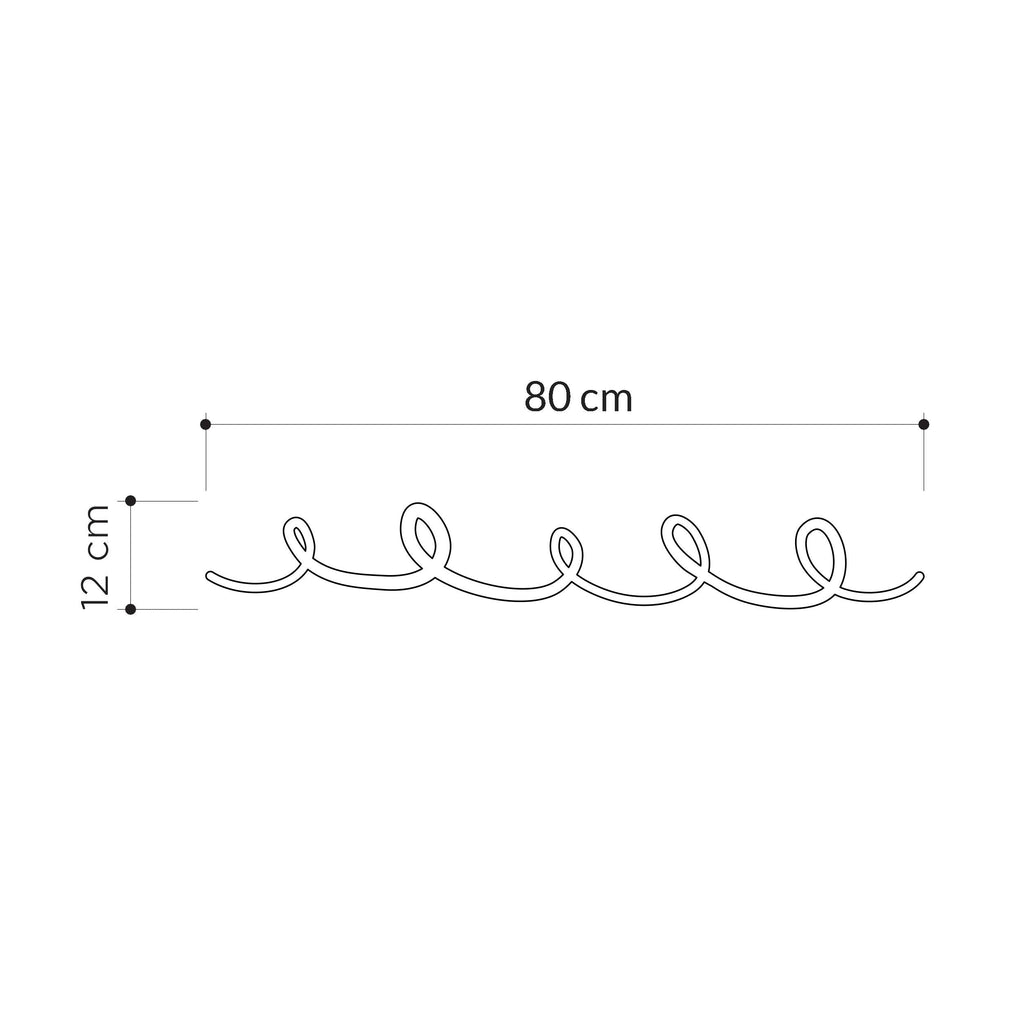 Metal script hanger dimensions: 80 cm wide, 12 cm high
