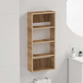 Wall-mounted multipurpose cabinet in dark oak effect with four open shelves