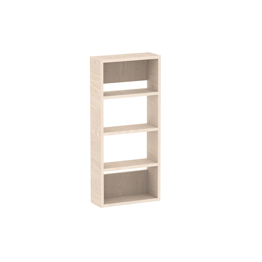 Wall-mounted cabinet in light oak effect with four open shelves