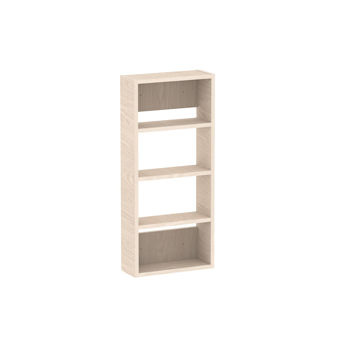 Wall-mounted cabinet in light oak effect with four open shelves