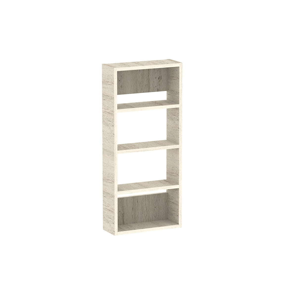 Wall-mounted multipurpose cabinet in light oak effect with four open shelves
