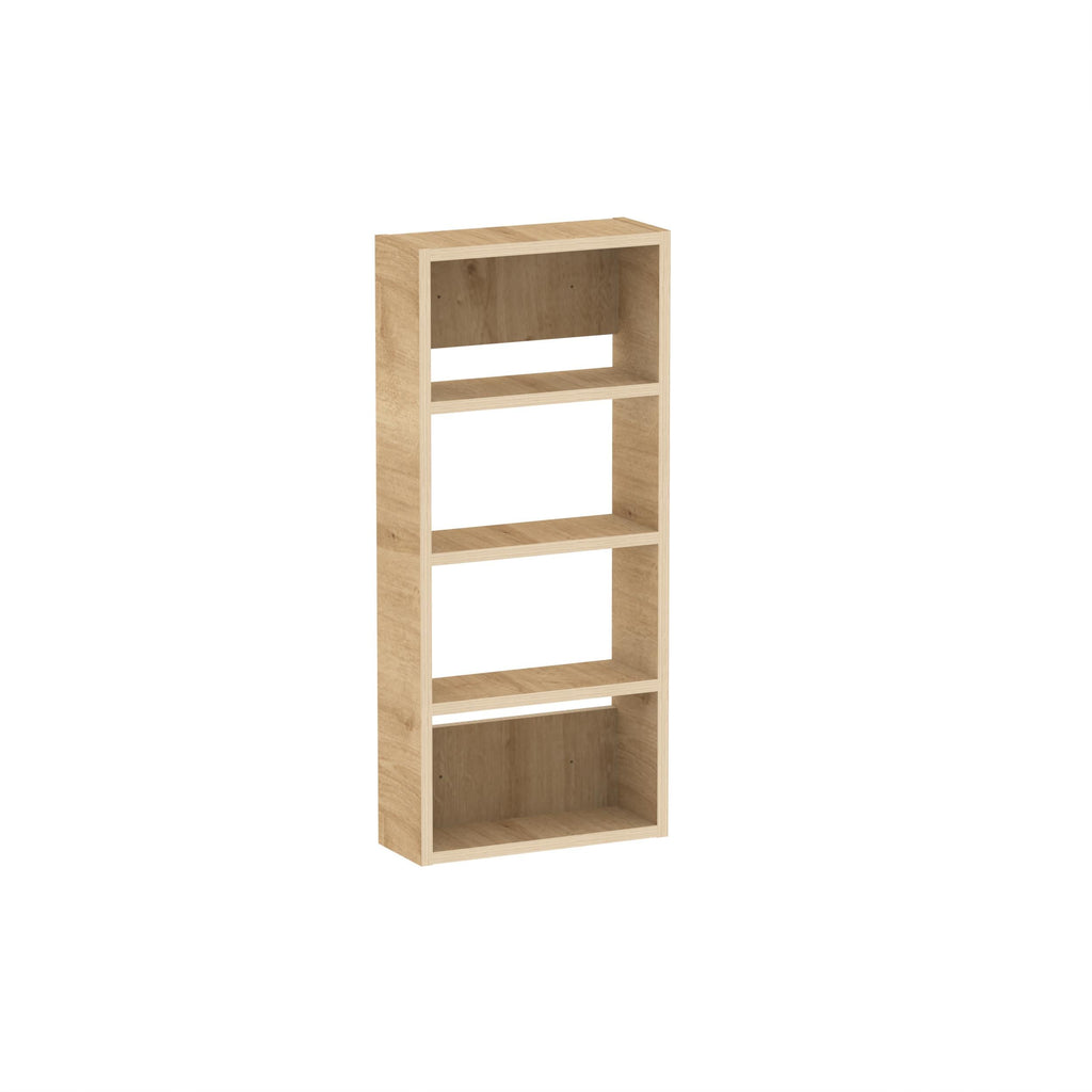 Light oak wall-mounted multipurpose cabinet with four open shelves