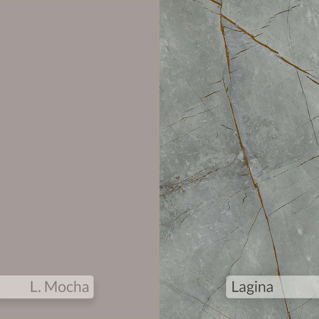 Console sideboard color swatches: L. Mocha and Lagina