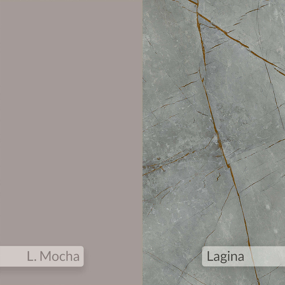 Console sideboard color swatches: L. Mocha and Lagina