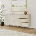 Sandstone modern sideboard with deep oud bar handles, 2 drawers, 2 cabinet doors