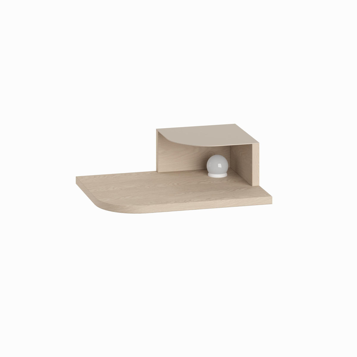 Floating bedside shelf with open niche, light wood effect finish