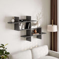 Anthracite wall-mounted modern bookcase with open cube shelves