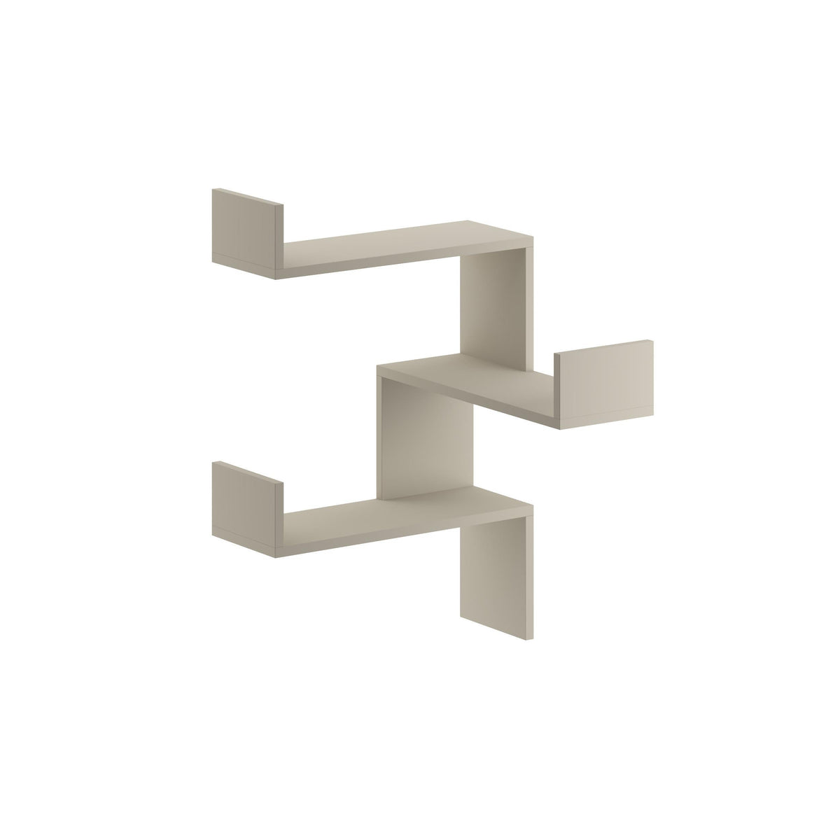 White corner wall-mounted bookcase with stepped open shelving