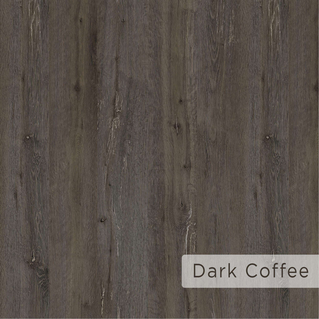 Wood-effect finish panel in dark brown/coffee tone with vertical grain texture
