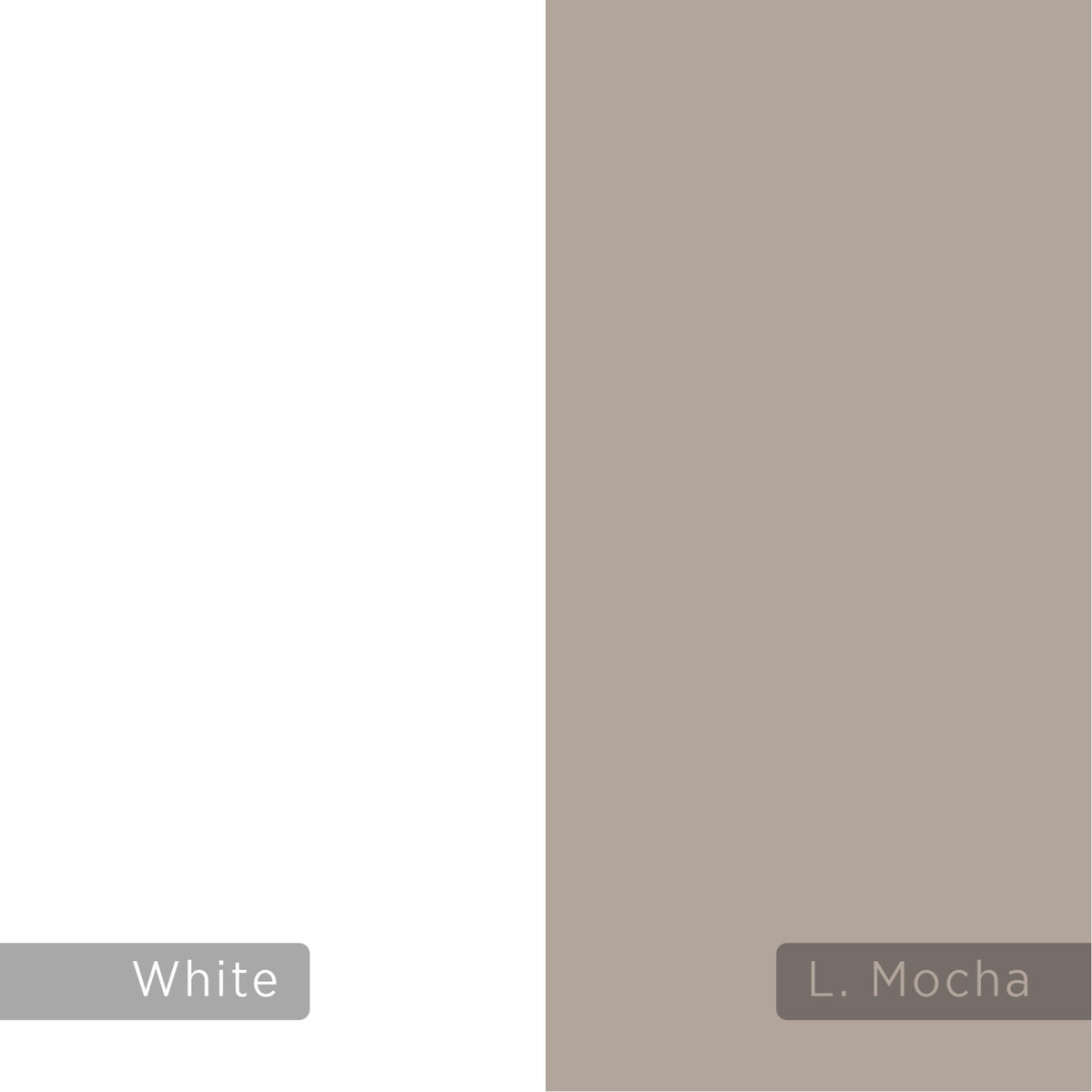 Color swatch panel: White and L. Mocha