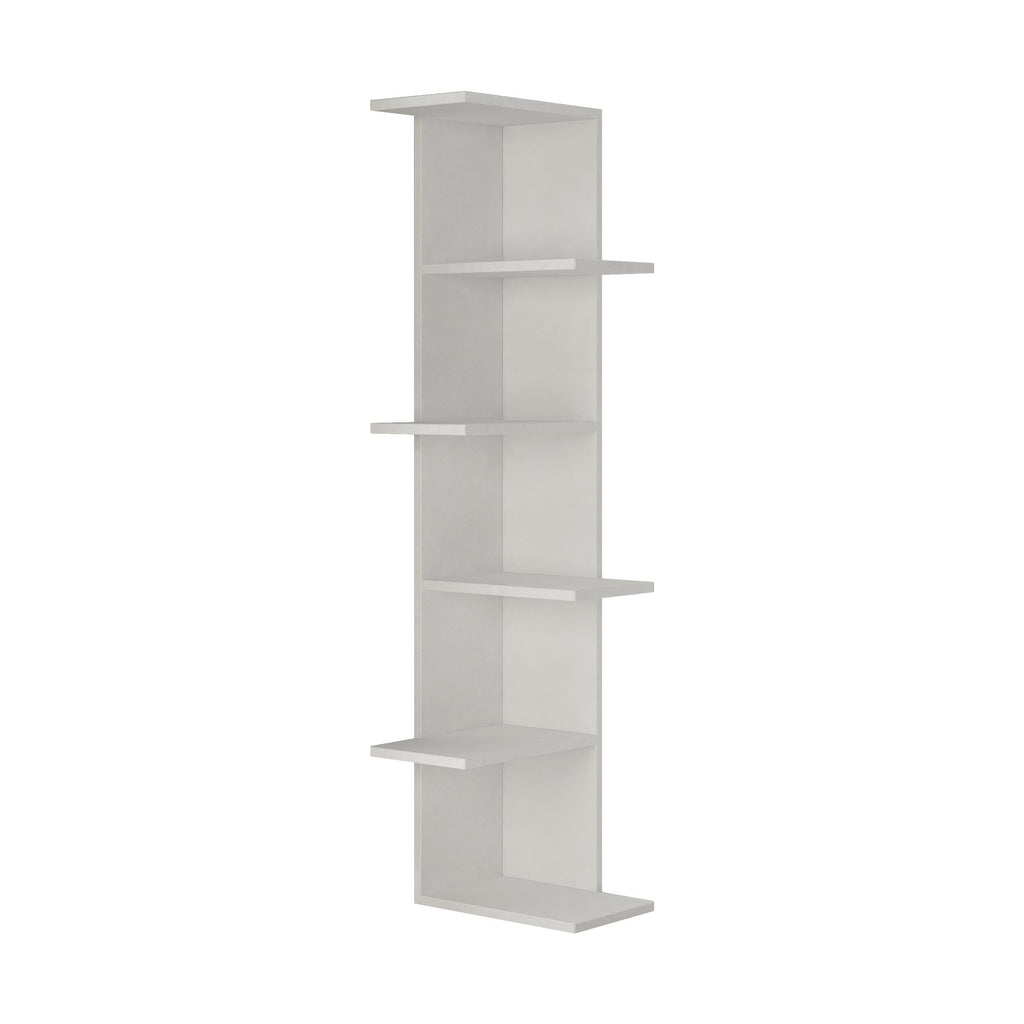 White 5-tier corner bookcase with five open shelves