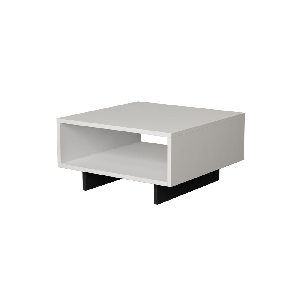 White multipurpose coffee table with open front shelf
