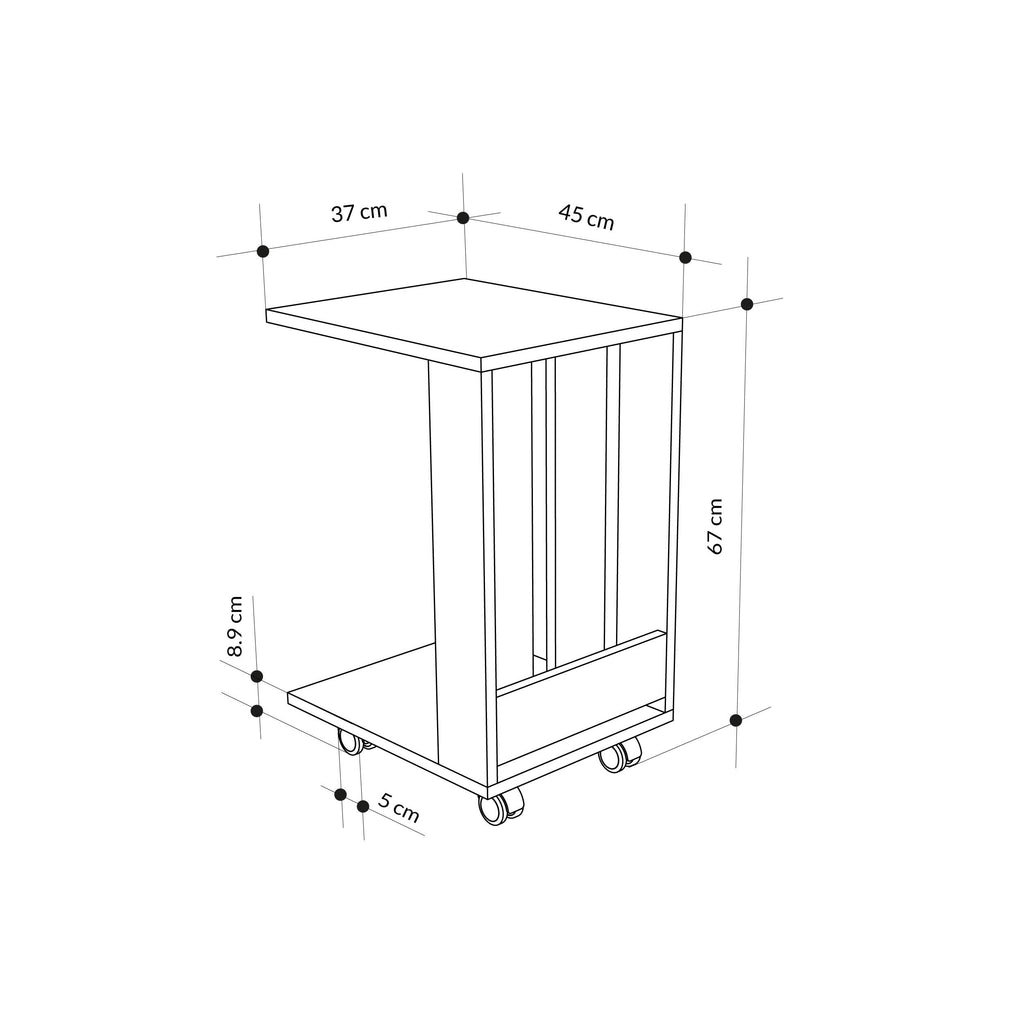 Modern side table size diagram: 45 cm x 37 cm top, 67.9 cm height