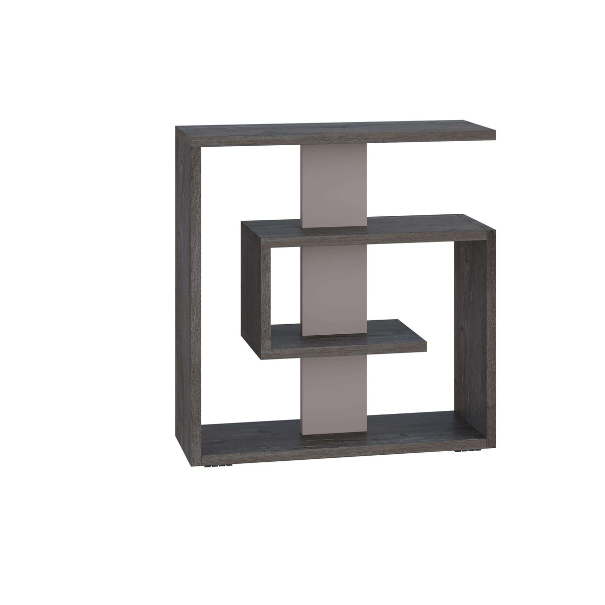 Dark coffee 3-tier side end table with open cube shelves