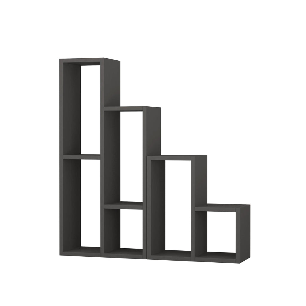 Anthracite modern plant stand with staggered square open compartments
