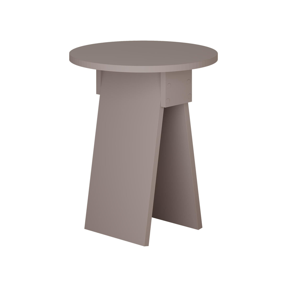 Modern round side table with dark grey tabletop and tapered pedestal legs